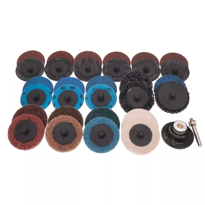 108pcs 2Inch Roll Lock Sanding Disc Kit with Backing Pad Quick Change Discs