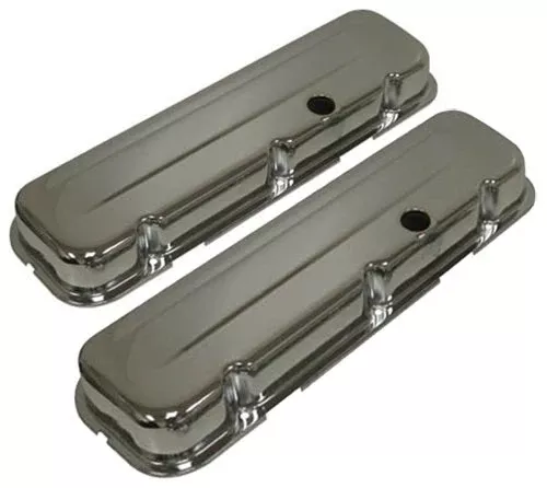 1965-95 Compatible/Replacement For Chevy Big Block 396-427-454-502 Short Steel Valve Covers – Chrome