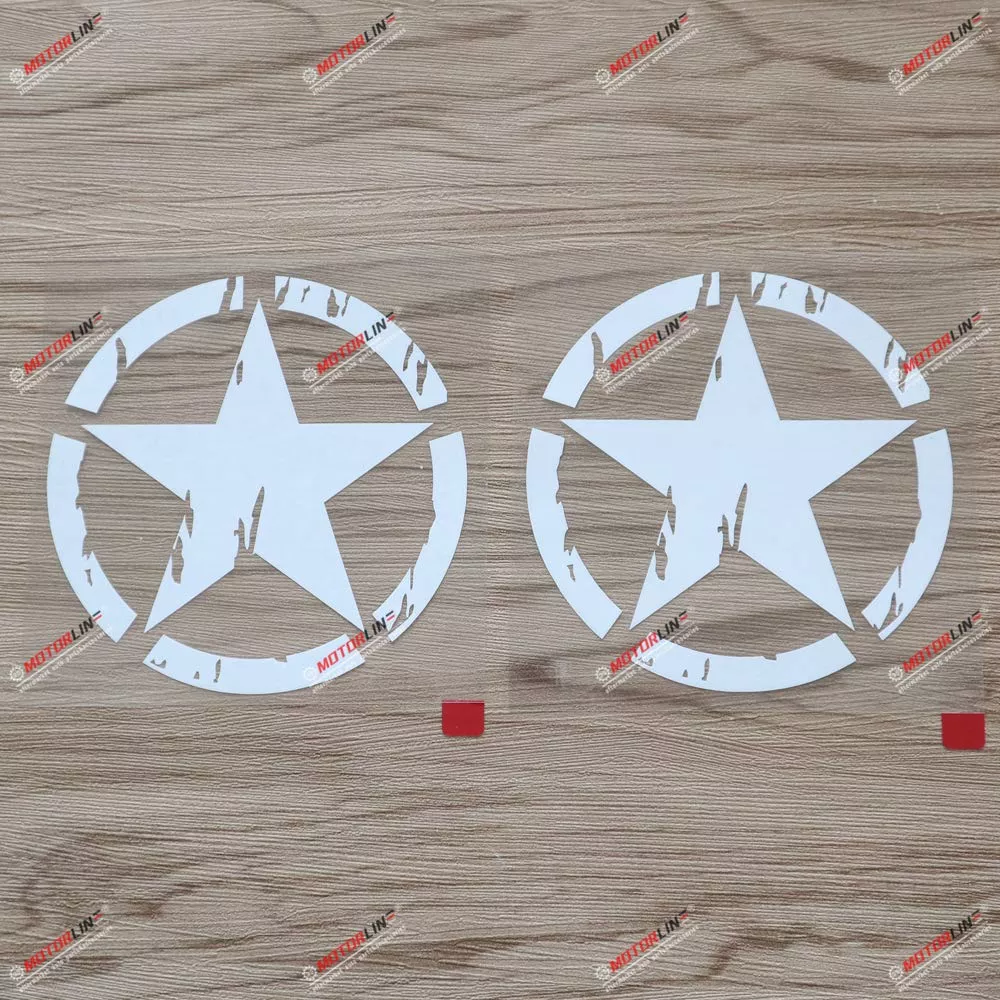 (2) 4” Army Star Decal Sticker Car Vinyl Fit For Jeep Toyota White Distressed A Sda1