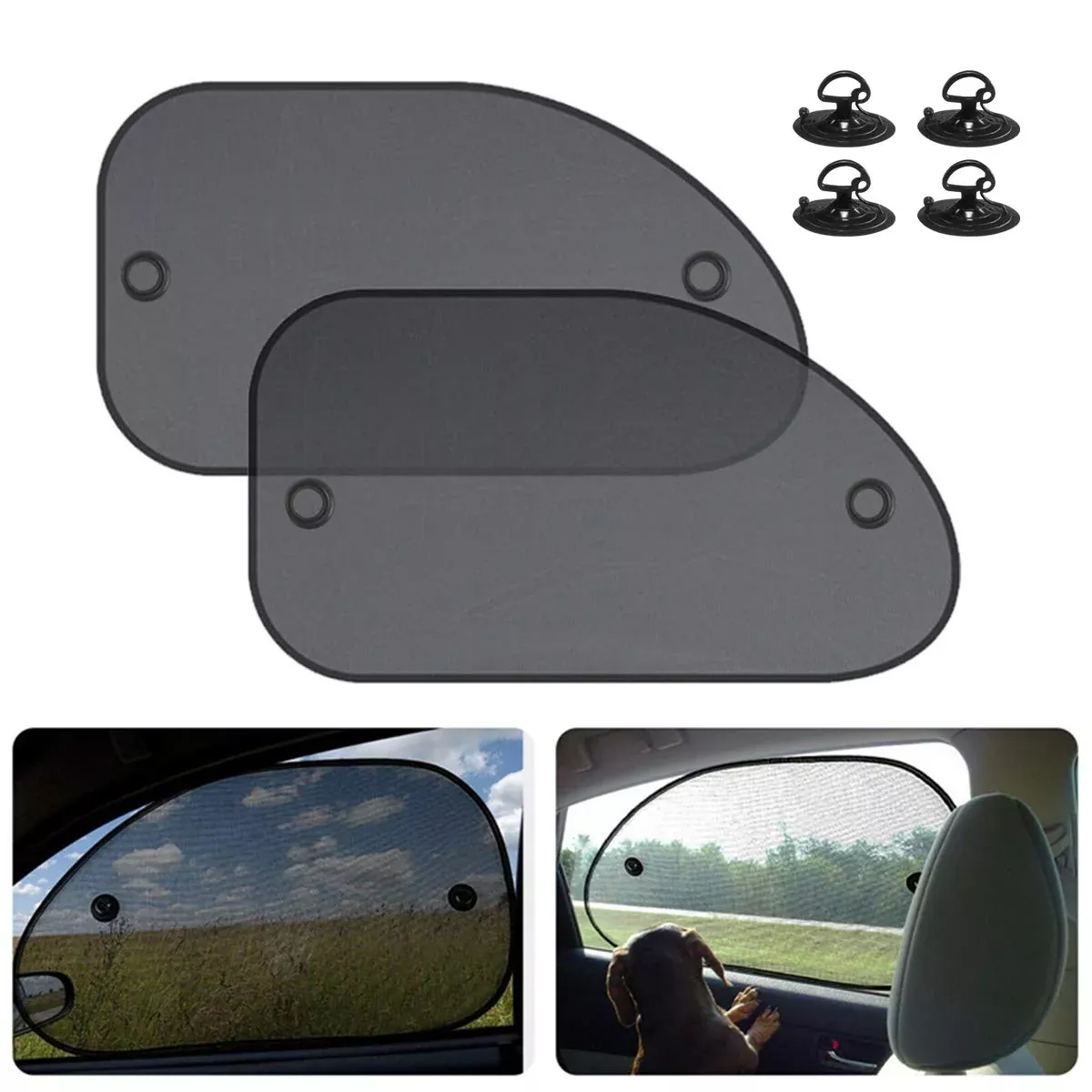 2 Pack Universal Car Window Shade, Cling Sunshade – Sun, Glare And Uv Rays Protection For Your Child – Baby Side Window Car Sun Shades, Blocks Over 98% Of Harmful Uv Rays (Large)