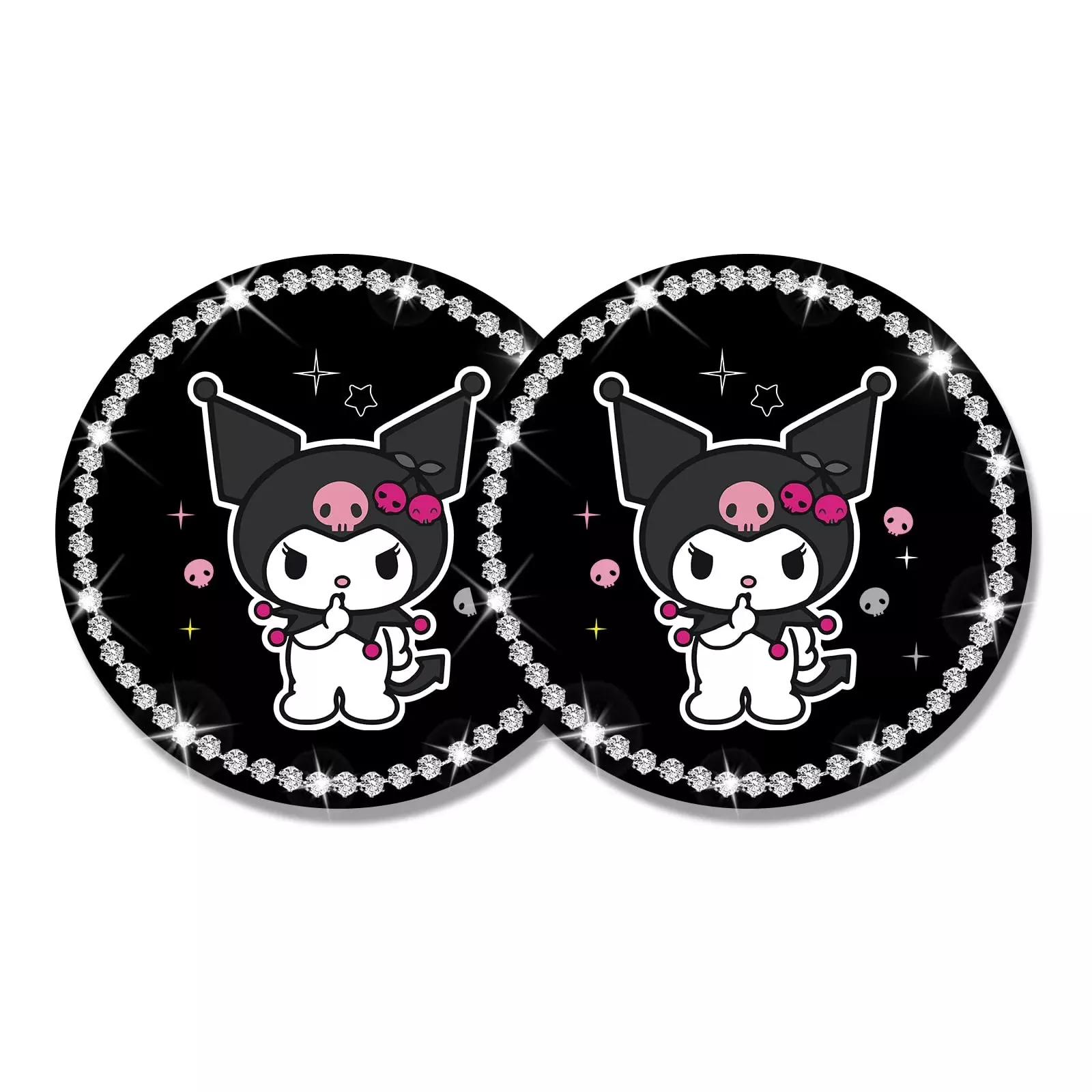 2Pcs Bling Car Cup Coaster, 2.75 Inch Cute Universal Silicone Non-Slip Cup Holders Coaster, Funny Car Decor Car Interior Accesso