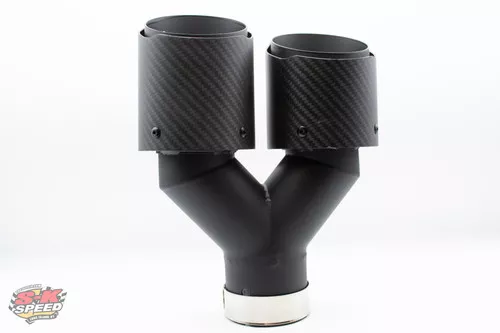 3.5" Dual Out Bolt-on Double Wall Slant Matte Carbon Fiber Tip Passenger Side
