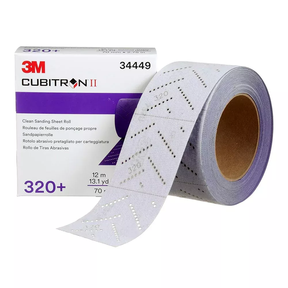 3M 34450 Cubitron II Hookit Clean Sanding Sheet Roll 70mm x 12m 400+