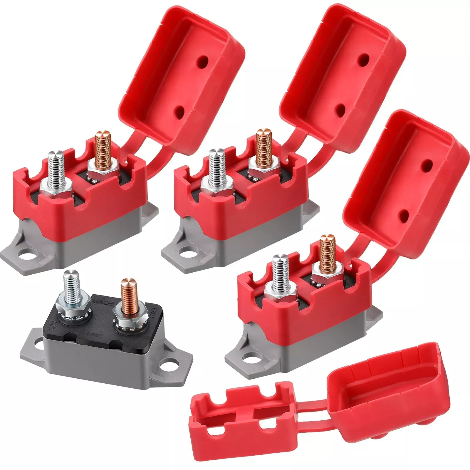 4 Pieces Dc 12V – 24V Automatic Reset Circuit Breaker Circuit Breaker With Cover Stud Bolt For Automotive And More (30 Amp)