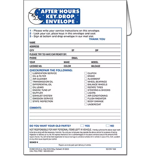 After Hours Key Drop Envelopes - Mechanical