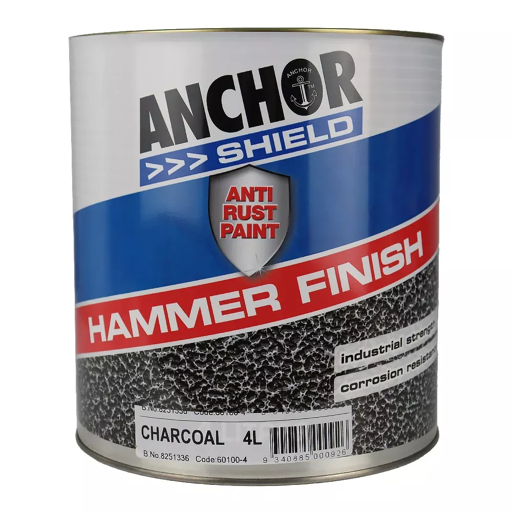 ANCHOR Shield Hammer Finish Charcoal 4L Protective Enamel Paint Industrial