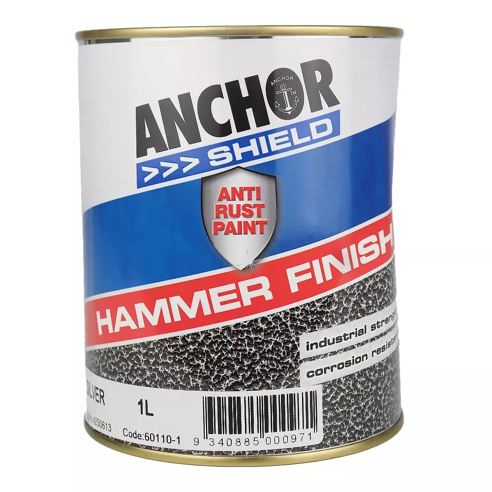 ANCHOR Shield Hammer Finish Silver 1L Protective Enamel Paint Industrial