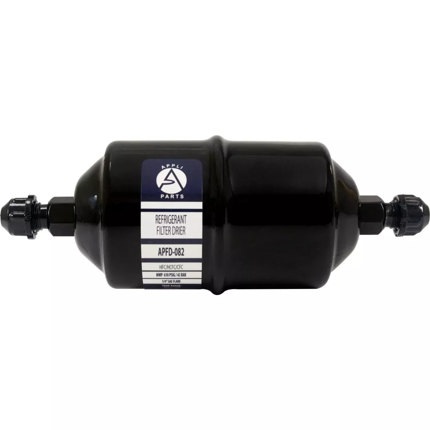 Appli Parts Apfd-082 1/4 In Liquid Line Refrigerant Ac Filter Drier Hvac Refrigeration 082 Sae Flare Connection Universal Unidirectional 6In Long 2-1/4 In Wide