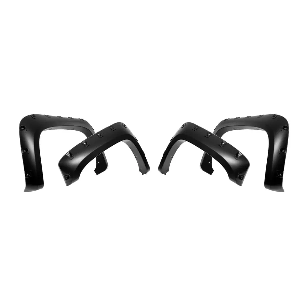 Aps Injection Moulding Fender Flares Compatible With Chevy Silverado 2007-2014 1500 2500 3500 (Standard Bed & Long Bed) Pocket Rivet Style 4Pc Set Impact Resistance Polypropylene