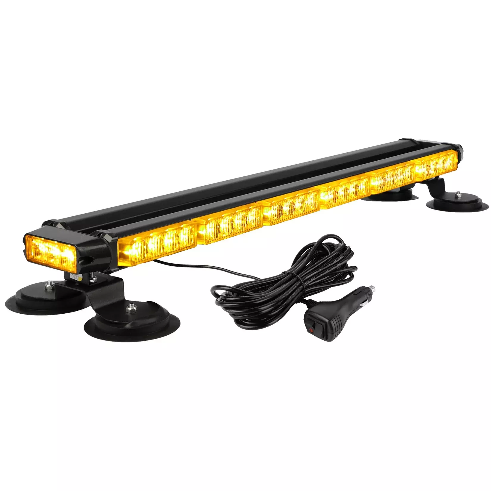 ASPL 29.5″ Amber LED Strobe Light Bar – High Intensity Emergency Warning Light with Magnetic Base for Vehicles and Construction