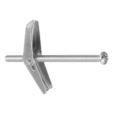 Au-ve-co 10018 Spring Wing Toggle Bolt, Imperial, 1/4-20 Thread, 4 in OAL, Round Head