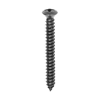 Au-ve-co 10171 Tapping Screw, #8 Thread, 1-1/2 in OAL, Phillips Oval Head, Black Oxide