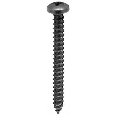 Au-ve-co 12799 Tapping Screw, #8 Thread, 1-1/2 in OAL, Phillips Pan Head, Black Oxide