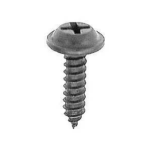 Au-ve-co 12952 Tapping Screw, #6 Thread, 1 in OAL, Phillips Flat Top Washer Head, Black Oxide