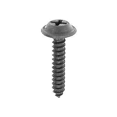 Au-ve-co 12954 Tapping Screw, #10 Thread, 1 in OAL, Phillips Flat Top Washer Head, Black E-Coated