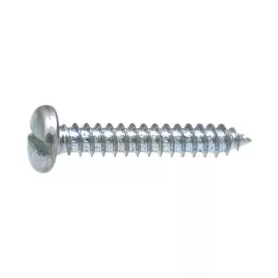 Au-ve-co 1344 Tapping Screw, #12 Thread, 3/4 in OAL, Slotted Pan Head, Bright Zinc Chromate