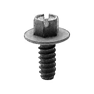 Au-ve-co 16421 License Plate Screw, System of Measurement: Imperial, #14 Thread, 5/8 in L, Slotted Hex Washer Head