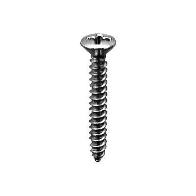 Au-ve-co 1796 Tapping Screw, #6 Thread, 1 in OAL, Phillips Oval Head, Chrome