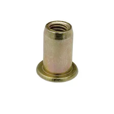 Au-ve-co NUTSERT 16978 Nut Insert, M6x1 Thread, 0.05 to 3 mm Thick Material, 16 to 16.38 mm L, Steel, Zinc-Plated