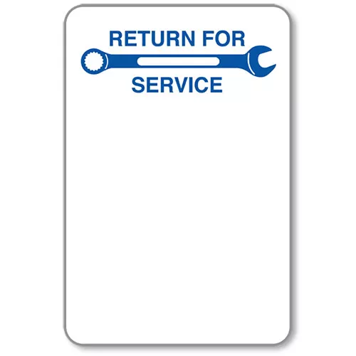 Auto Body Return for Service Stickers – Blue Wrench Static Cling Label