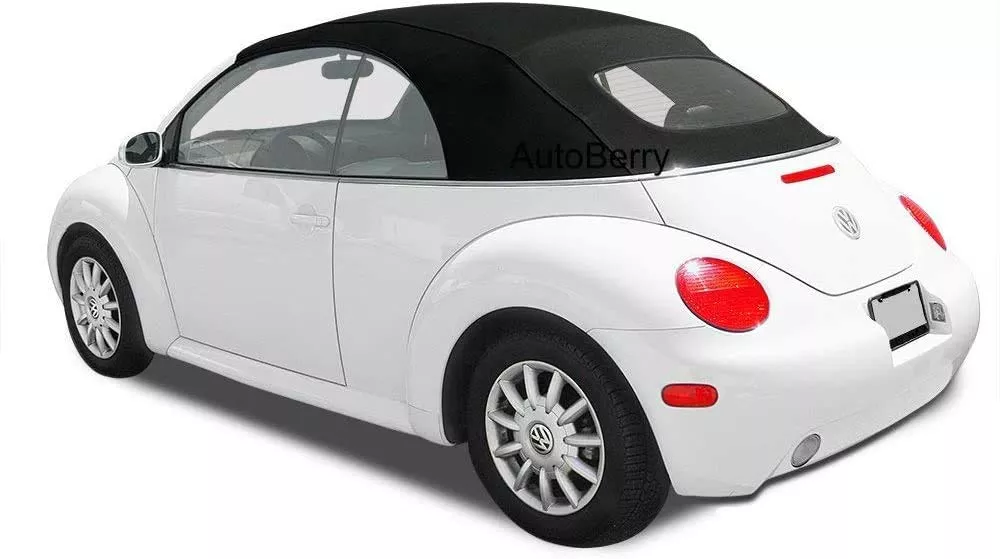 AutoBerry Volkswagen Beetle Convertible Top & Heated Glass Window, Black Canvas Cloth, Model AB-001-CT-Black, 2003-2009