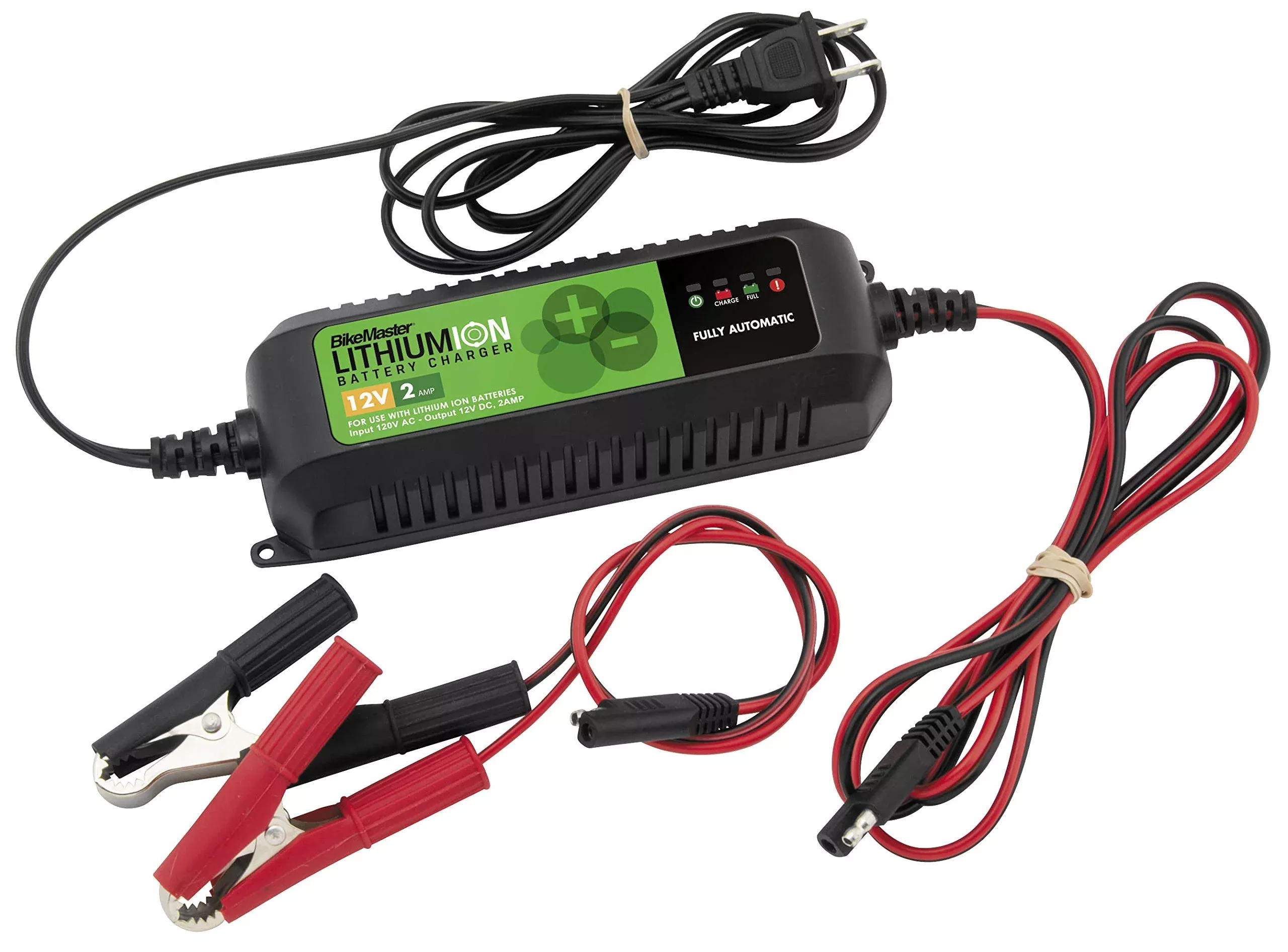 BikeMaster Lithium-Ion Battery Charger/Maintainer – Model TS0207A, Black, Durable and Efficient Power Solution for Motorcycles and ATVs