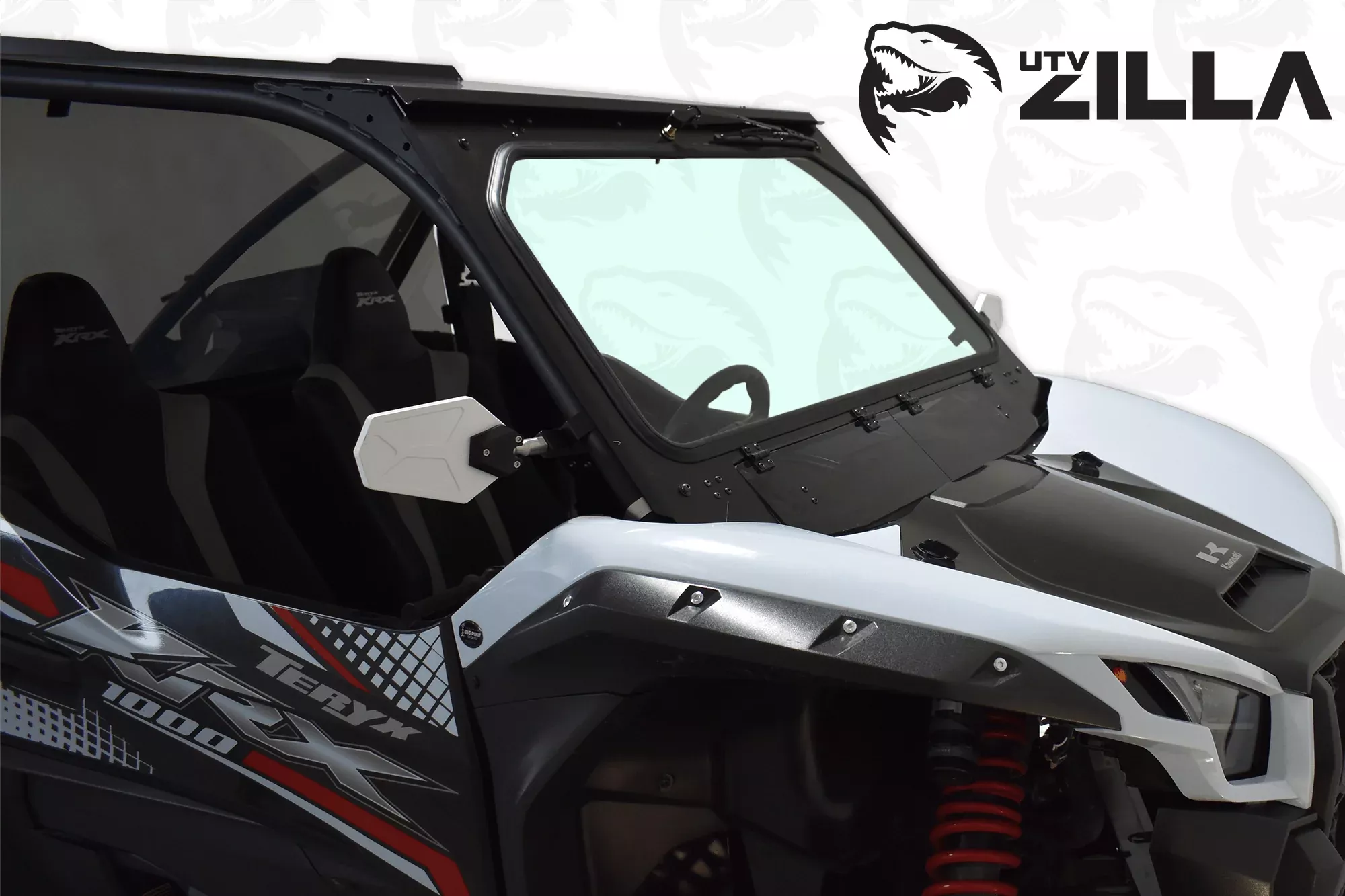 Black Vented KRX Full Glass Windshield with Wiper