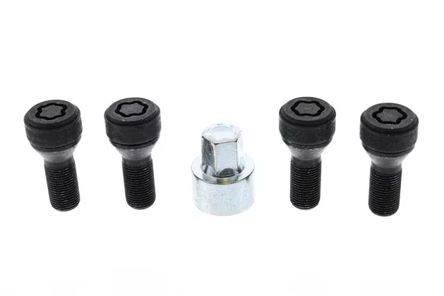 BMW Wheel Lock Set – Black, Flower-Shaped Drive Type with Spinning Ring | 2007-2025 36132453961