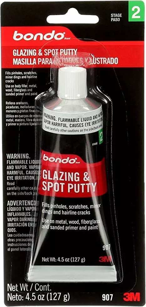 Bondo Glazing and Spot Putty, Nitrocellulose, 4.5 oz, White, Model 907