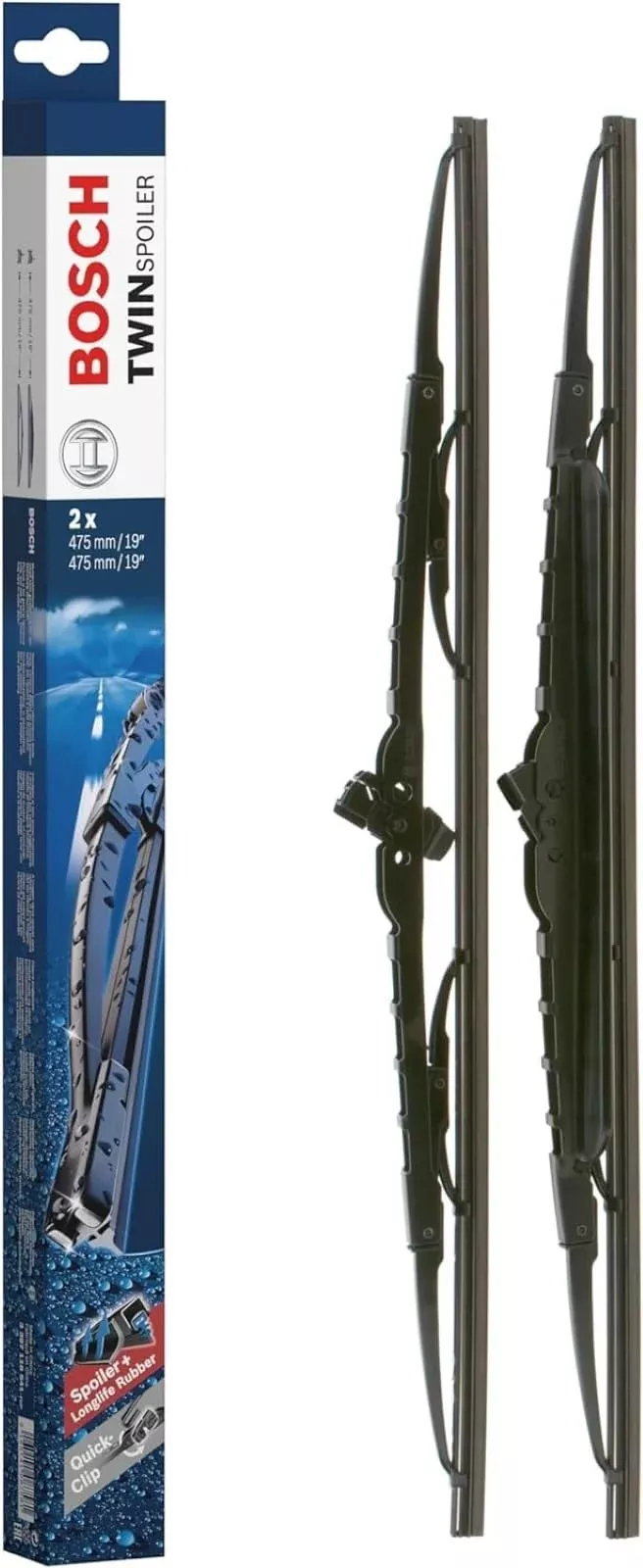 Bosch 3397118541 Twin Spoiler Original Equipment Replacement Wiper Blade – 19’/19′ (Set Of 2)