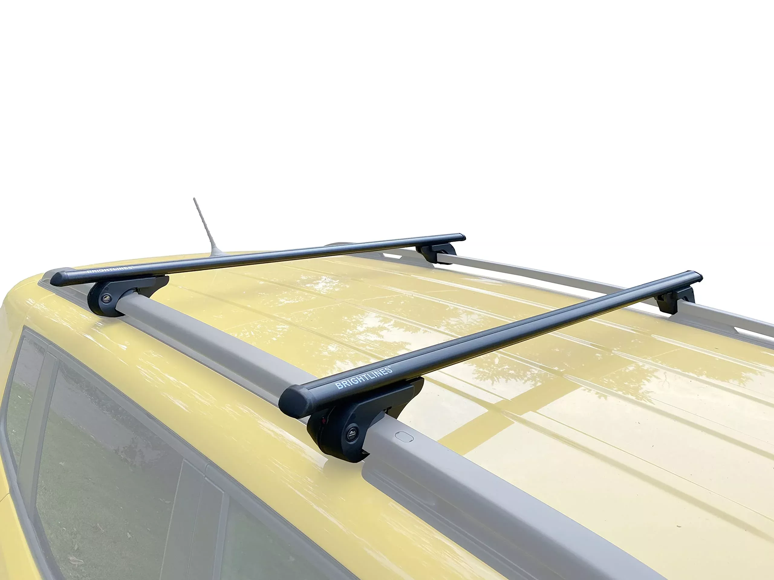 Brightlines 53′ All Black Universal Crossbars Roof Racks Compatible With Raised Roof Side Rails For Kayak Luggage Ski Bike Carrier, A Set Of 2 (Black)