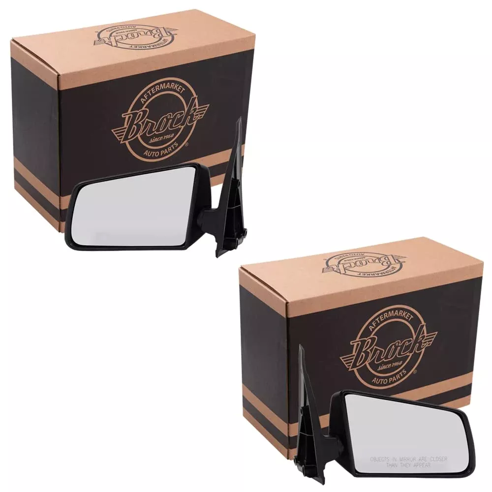 Brock Replacement Driver And Passenger Set Manual Side Door Mirrors Type Textured Compatible With 1985-1993 S10 Pickup Truck Blazer