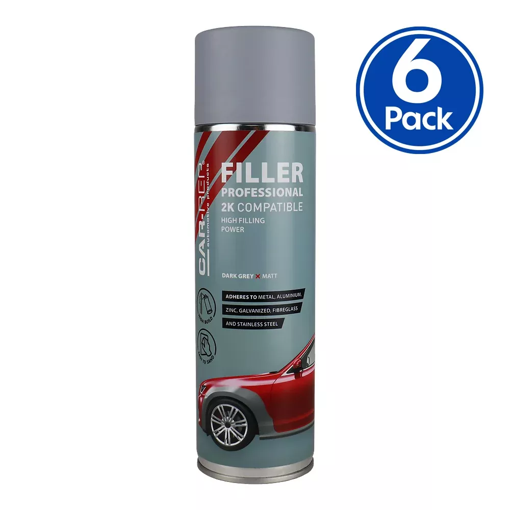 CAR-REP Acrylic Primer Filler Grey 500ml High Build Sandable Primer 6 Pack