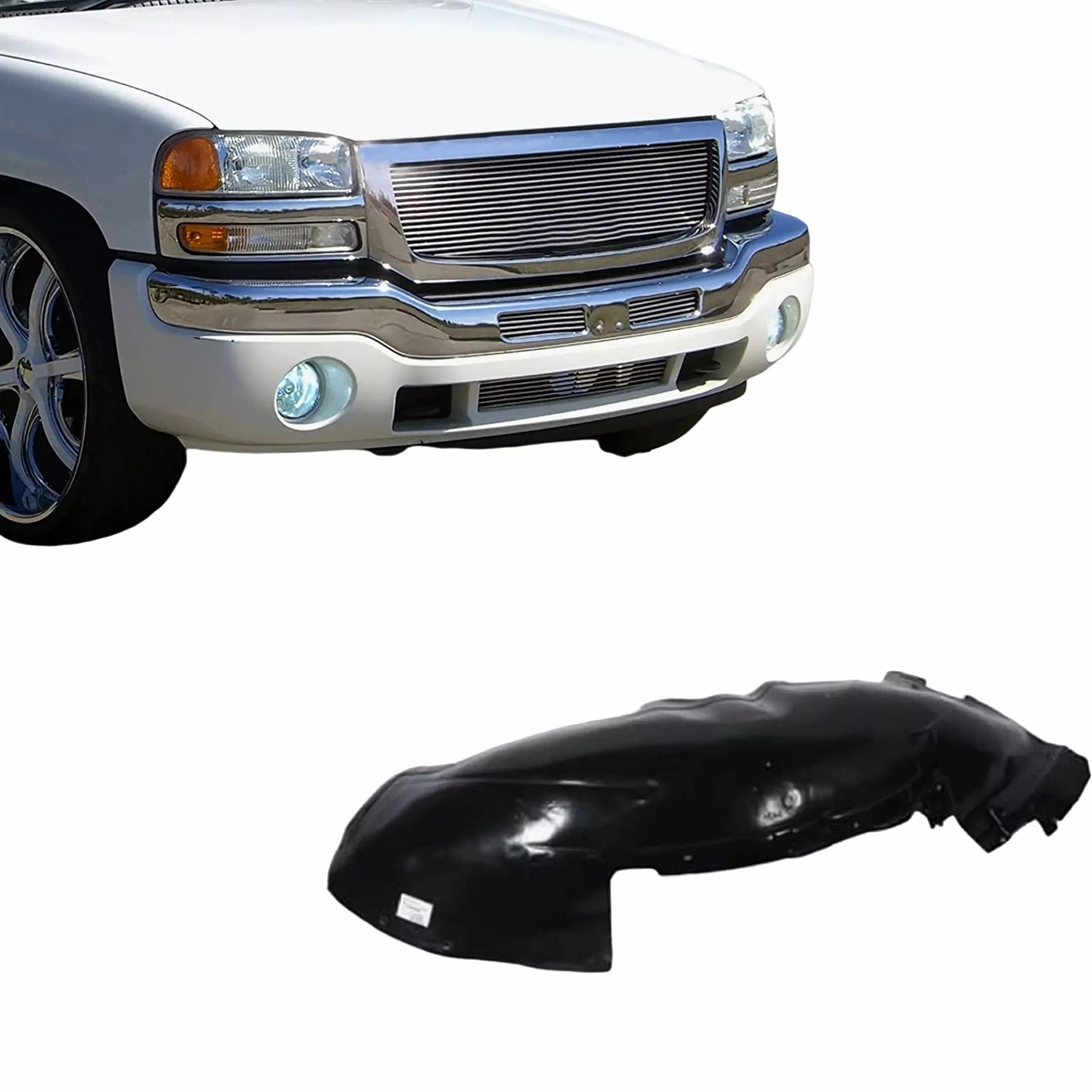 CarPartsDepot Front Fender Liner Splash Shield for 00-06 Silverado/Sierra, Right Passenger Side, Black, Plastic, GM1247110