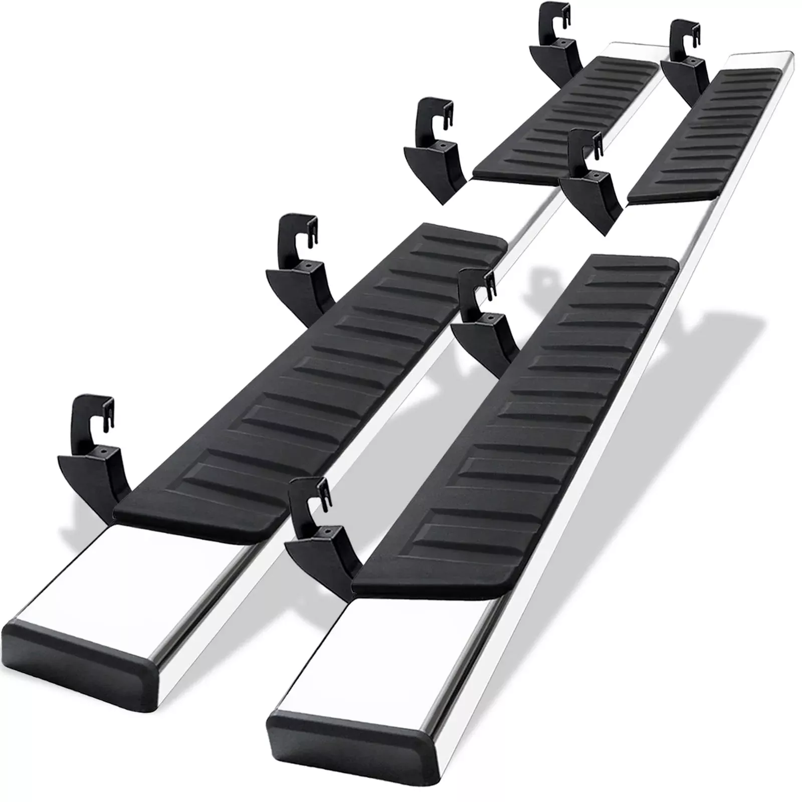 Comnova 6′ Running Boards Compatible With 07-18 Chevy Silverado/Gmc Sierra 1500 Crew Cab; 07-19 2500 3500Hd. Running Boards For Silverado Crew Cab(Including In 8 Brackets With Plastic Covers)
