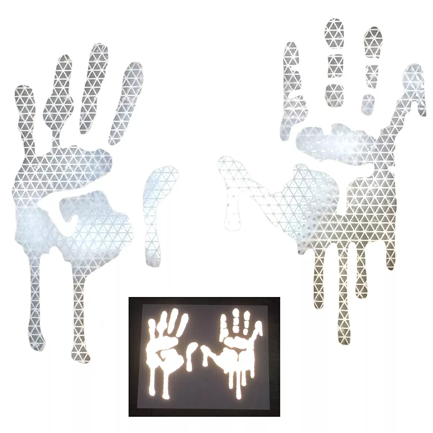 Customtaylor33 High Intensity Grade Reflective Bloody/Dripping Hands Decals For Helmets, Windscreens, Rear Windows, Bumper Stick