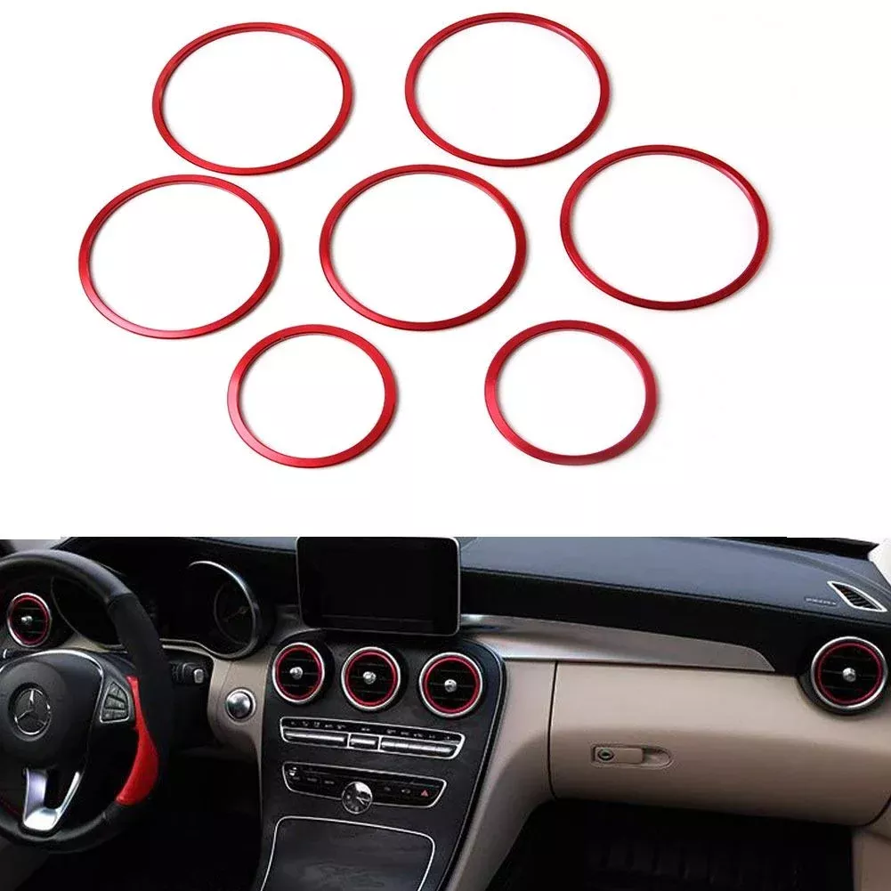 Demillo 7Pc Aluminum Air Conditioner Vent/Opening Outer Trim Decoration Covers For 2015-Up Mercedes W205 C-Class, 2016-Up Glc Cl