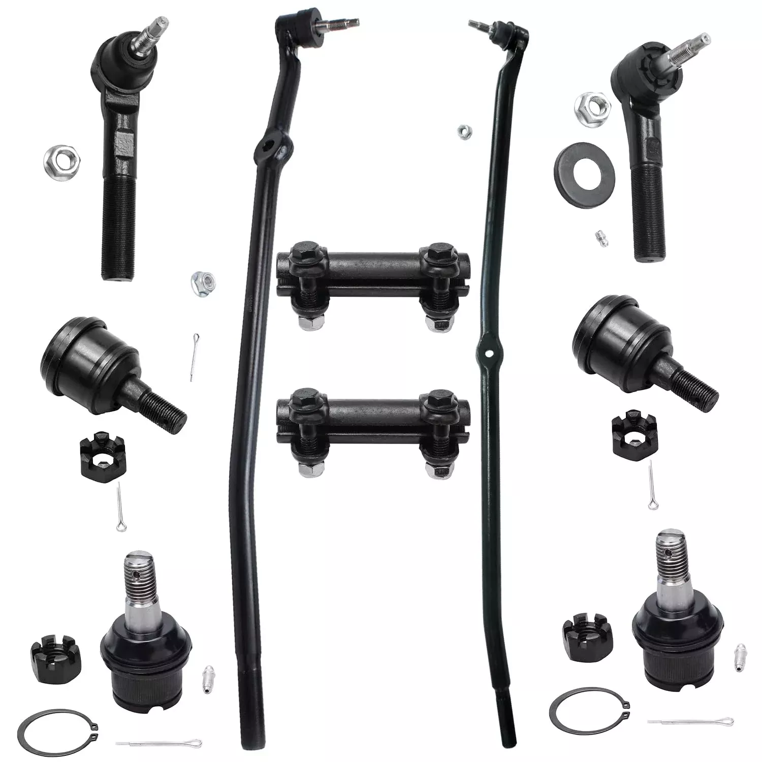Detroit Axle – 4Wd Front 10Pc Suspension Kit For 03-08 Dodge Ram 2500 3500 Replacement 2003 2004 2005 2006 2007 2008, 4 Ball Joints 4 Tie Rods 2 Adjusting Sleeves