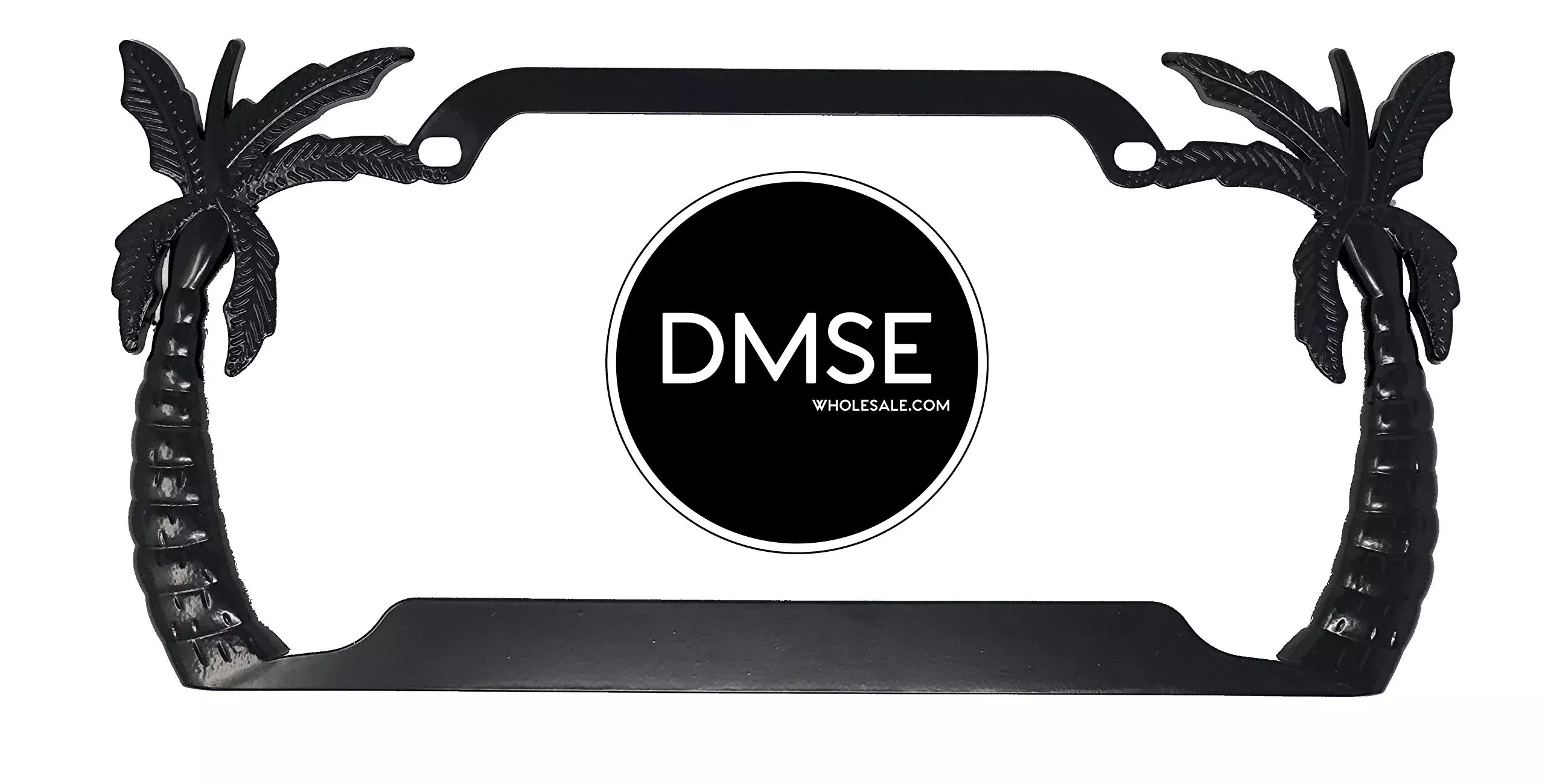 Dmse Palm Tree Beach Theme Universal Metal License Plate Frame Cool Decorative Design For Any Vehicle (Black)