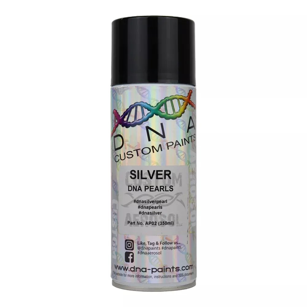 DNA PAINTS Pearl Colour Spray Paint 350ml Aerosol Silver Pearlescent
