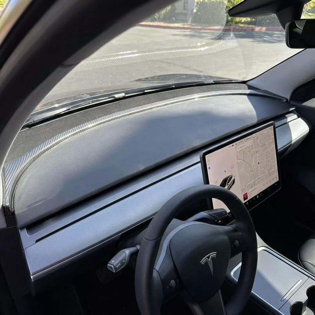 Dry Carbon Fiber Upper Dash Overlay for Model 3 / Y