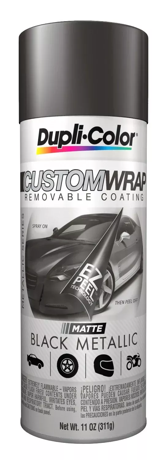 Dupli-Color Ecwrc8307 Custom Wrap Removable Metallic Coating, Matte, Black, 11 Oz.
