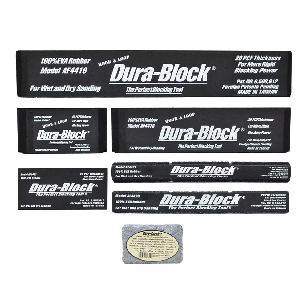 Dura-Block 7 Piece Hook & Loop Sanding Block Kit 100% EVA Rubber AF44HL