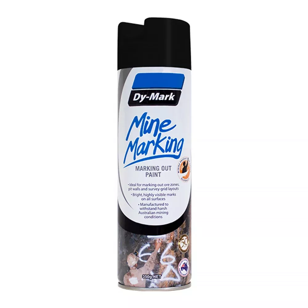 DY-MARK Mine Marking Vertical Spray Paint Black 350g Aerosol Spot Line Mark