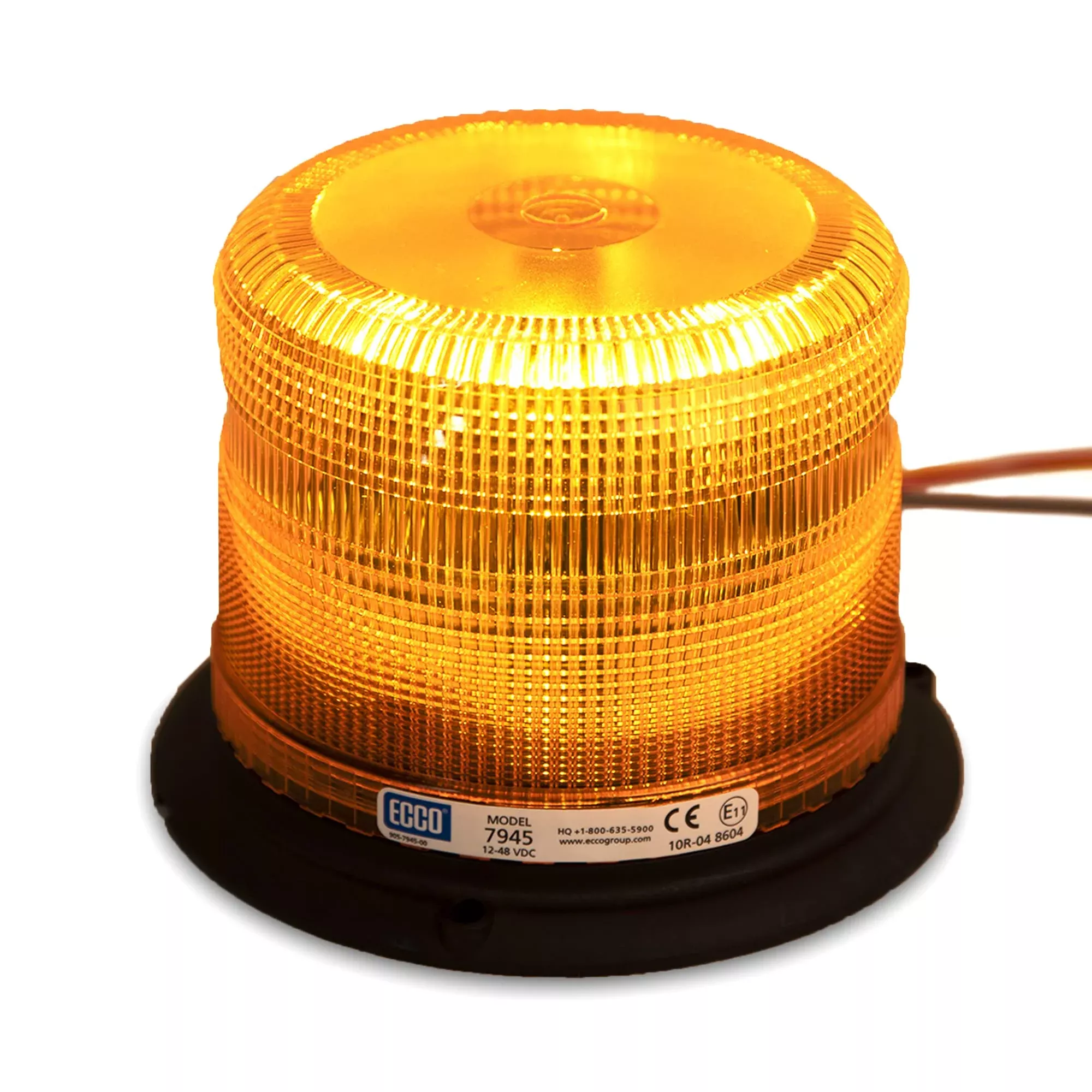 ECCO 7945A LED Beacon, Pulse II, Low Profile, 12-48VDC, 11 Flash Patterns, Amber