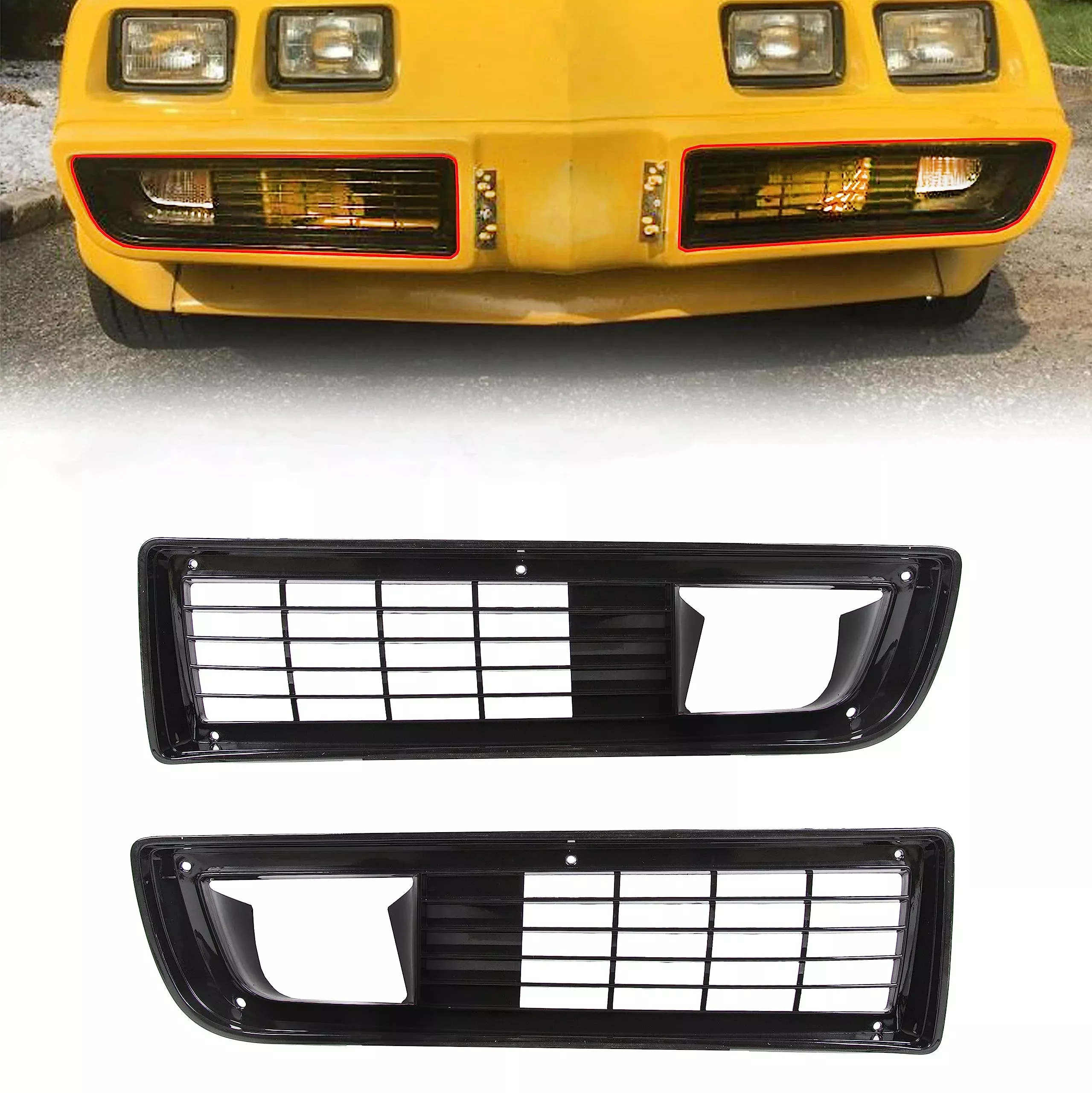 ECOTRIC Front Grill Set for 1979-1981 Pontiac Firebird/Trans Am – Black, Medium, Includes Fitting Kit
