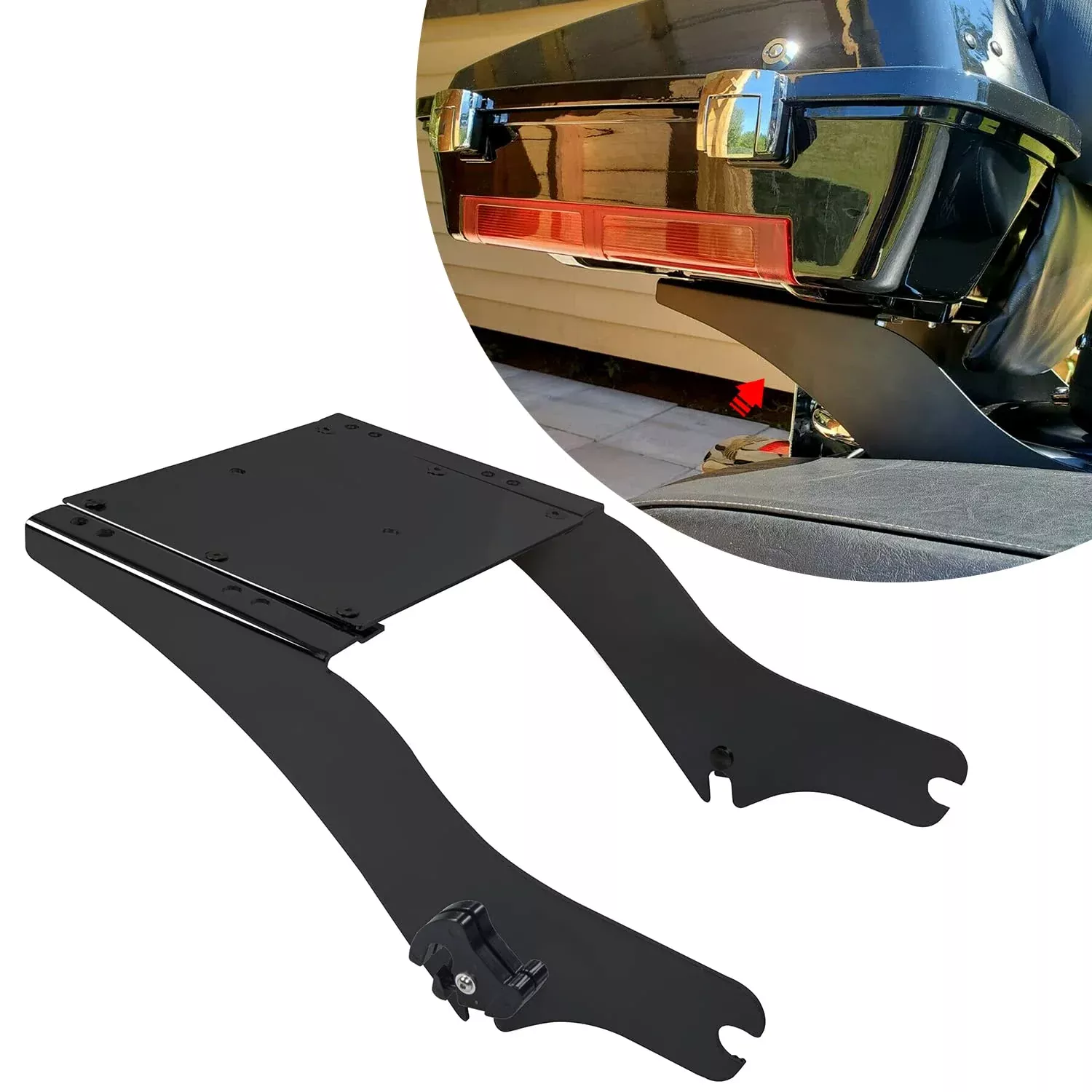 ECOTRIC King Tour Pack Trunk Bracket Rack for 1997-2008 Harley Touring, Chrome, Alloy Steel, Model VC-LYHD-22-2