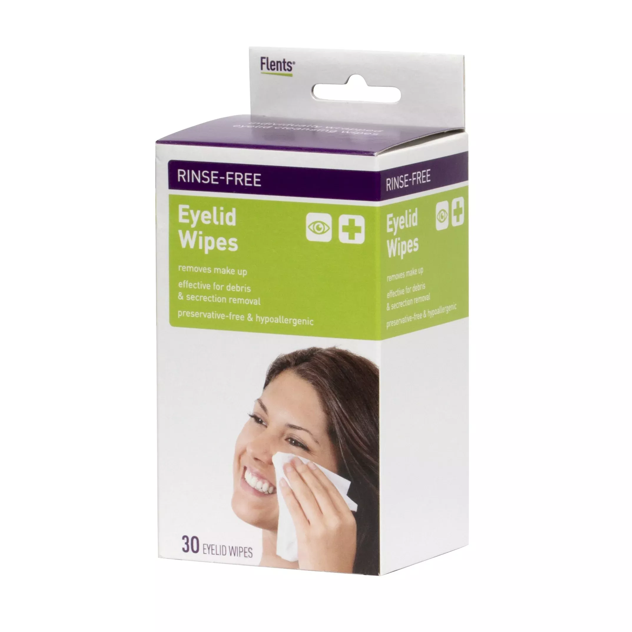 Flents Makeup Remover Wipes, 30 Count, Wipes For Eyelides And Eyes, Individually Packaged, Ideal For Travel, Hypoallergenic, (68