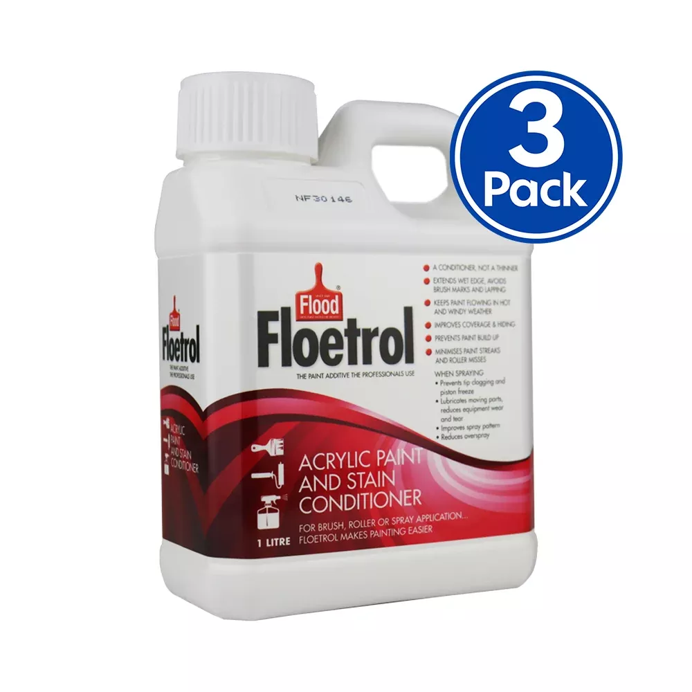 FLOOD Floetrol Acrylic Paint And Stain Conditioner Additive 1L x 3 Pack