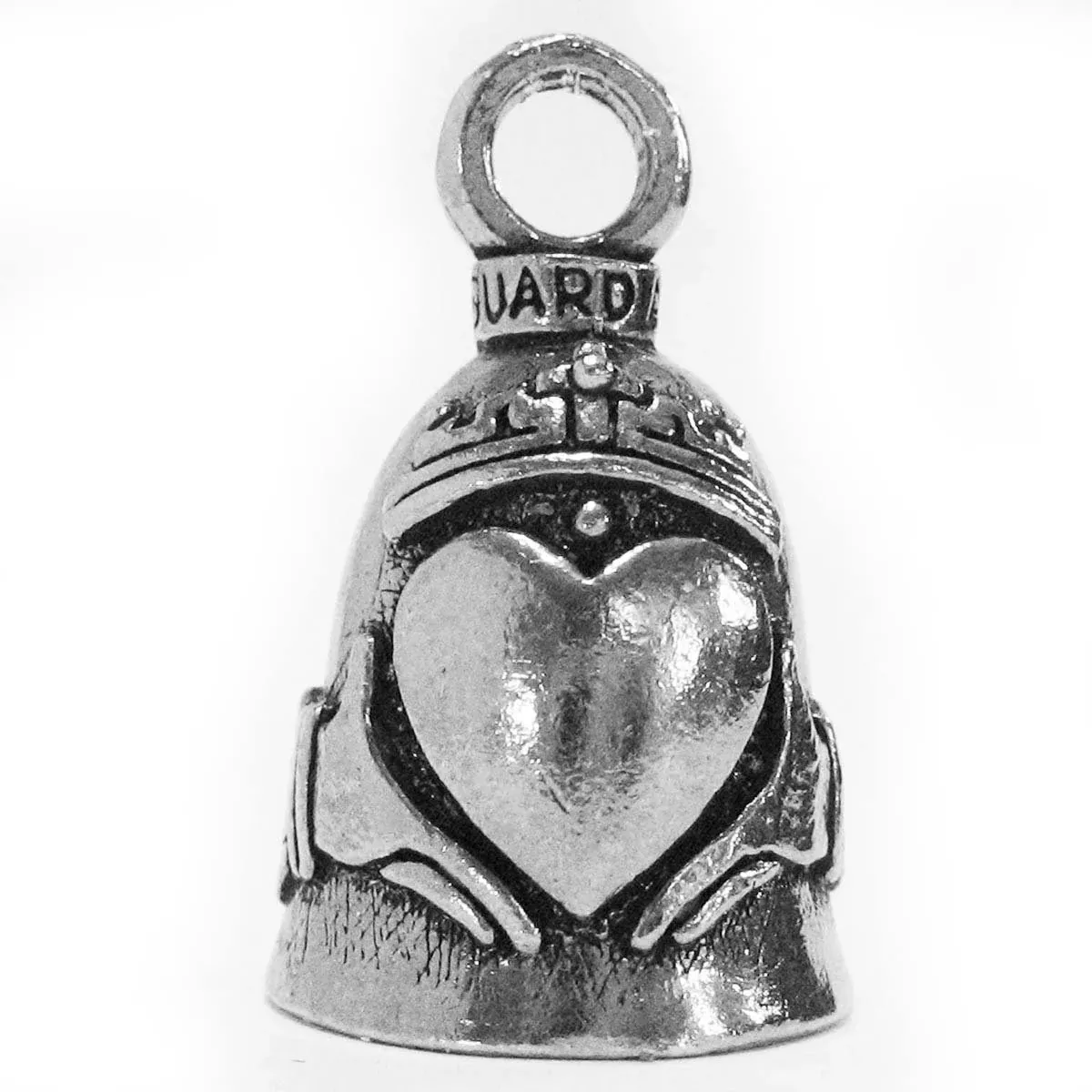 Guardian Bell Celtic Claddagh Heart Motorcycle Biker Luck Riding Bell, Silver
